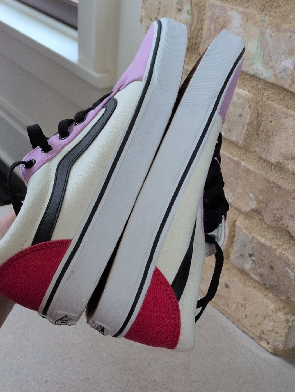 VANS I New Ward Color Block Cream, Black, Red & Purple Sneaker Skater Shoes, 9.5 - Picture 11 of 14